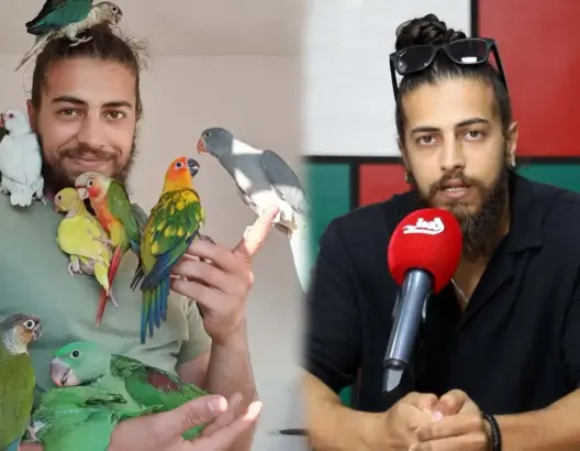شاب يطالب بالمصالحة بعد حجز 132 ببغاء