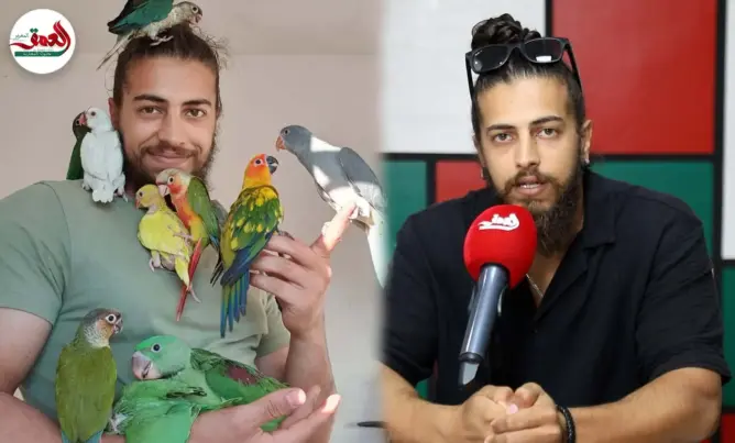 شاب يطالب بالمصالحة بعد حجز 132 ببغاء