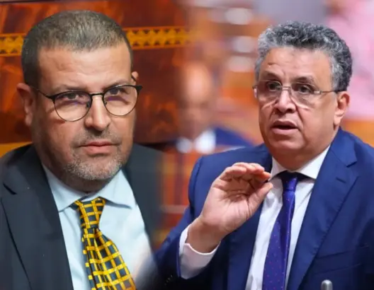 وزير العدل، عبد اللطيف وهبي، والنائب البرلماني عن حزب العدالة والتنمية، عبد الصمد حيكر،