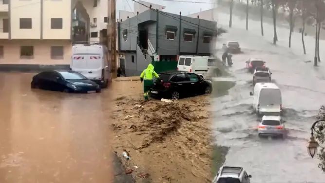 أمطار غزيرة بمدن الشمال.. انقطاع محاور طرقية وغمر شوارع وسيارات (فيديو وصور)