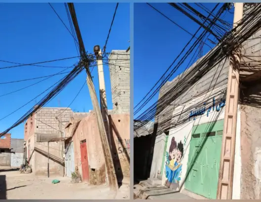 أسلاك الاتصالات “العشوائية” بزمران ضواحي مراكش تثير غضب الساكنة