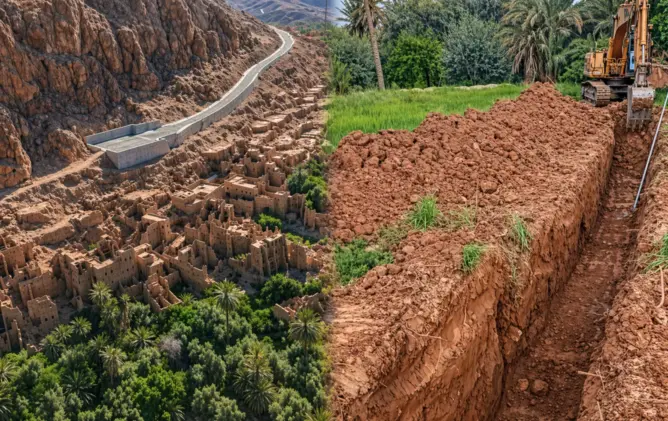 جدل واسع حول أشغال حفر تهدد النخيل والفرشة المائية بواحة تودغى بتنغير