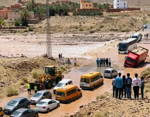 تساقطات تعرّي هشاشة الطرق بين ورزازات وقلعة مݣونة… ومديرية التجهيز توضح