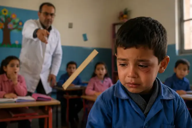 الصورة تعبيرية مولدة بتقنيات الذكاء الاصطناعي، تجسد الأثر النفسي والجسدي للعنف المدرسي داخل الفصول التعليمية.