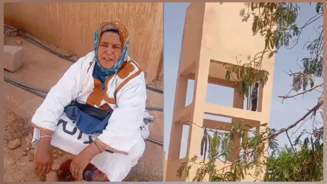 أم تستغيث لإنقاذ ابنها المعتصم فوق صهريج مياه بآسا الزاك بعد “إقصائه” من مشروع اجتماعي