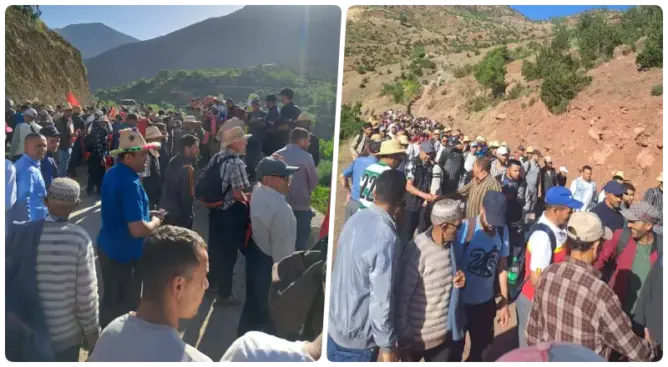 العزلة ومساطر البناء تخرجان سكان دواوير “تيفني” في مسيرة على الإقدام نحو عمالة أزيلال