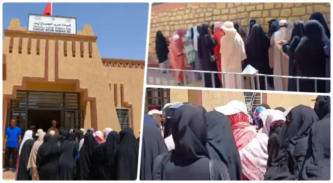 تحت لهيب الحرارة.. نساء فم الحمر بالرشيدية يحتججن ضد التهميش ويطالبن بالتنمية (صور)