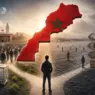 مشهد تعبيري يجسد العزوف الانتخابي وأزمة المشاركة السياسية في المغرب، مع خريطة المملكة وصندوق اقتراع