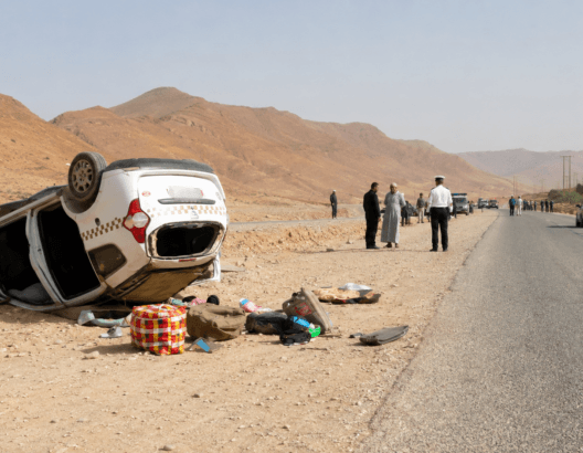 انقلاب سيارة أجرة كبيرة على الطريق الرابطة بين طاطا وتاكموت