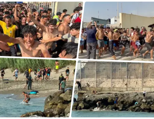 سيناريو 2021 يتكرر.. المئات يتجاوزون الطوق الأمني الإسباني ويقتحمون معبر “تراخال” بسبتة (فيديوهات)