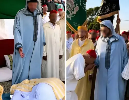 تقبيل أرجل شيخ صوفي بموسم “الزميج” يفجر جدلا واسعا.. و”الزاوية العجيبية” تتبرأ (صور)