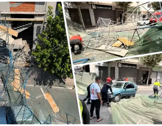 انهيار مفاجئ لأعمدة بناء جامع أفيلال بتطوان يصيب سائقا ويتسبب في أضرار مادية (صور)