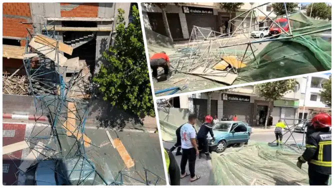 انهيار مفاجئ لأعمدة بناء جامع أفيلال بتطوان يصيب سائقا ويتسبب في أضرار مادية (صور)