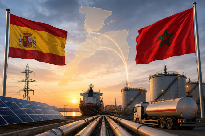 خطوط كهرباء تربط بين المغرب وإسبانيا عبر مضيق جبل طارق تعزز الترابط الطاقي