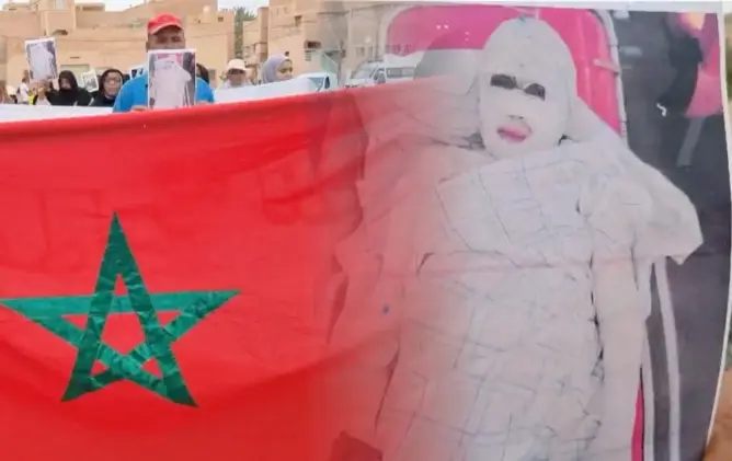 احتجاج بكلميمة تضامنا مع سيدة أضرمت النار في جسدها بعد توقيف بناء منزلها