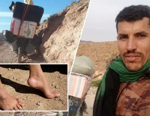 يمشي على أصابعه.. قصة شاب بورزازات يصارع الإعاقة والتضاريس لإعالة أسرته وحلمه “تريبورتور” (فيديو)