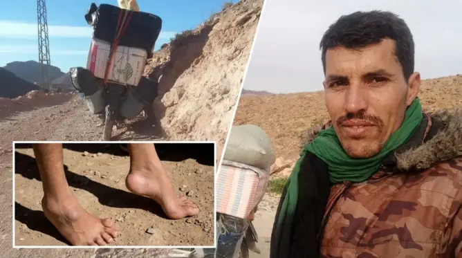 يمشي على أصابعه.. قصة شاب بورزازات يصارع الإعاقة والتضاريس لإعالة أسرته وحلمه “تريبورتور” (فيديو)