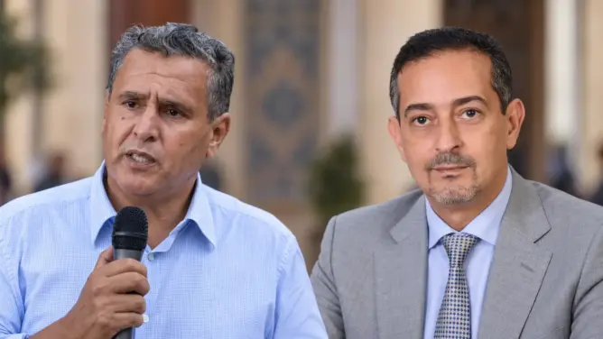 عزيز أخنوش وهشام المهاجري خلال السجال الانتخابي بشيشاوة