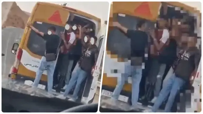 حافلة مكتظة وباب مفتوح.. مطالب بالتحقيق في ظروف النقل المدرسي بأوفوس