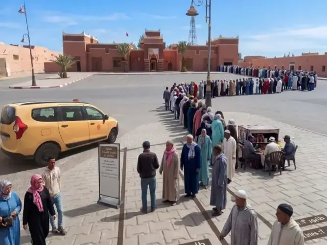 طوابير وانتظار لساعات .. فوضى النقل تخنق الخط الرابط بين تازناخت وإزناكن (صور)