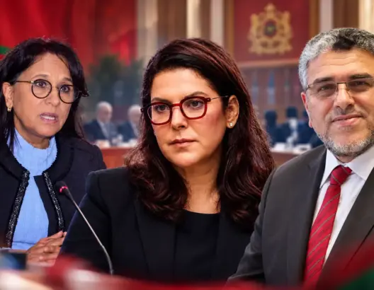 المصطفى الرميد وفاطمة الزهراء المنصوري وآمنة بوعياش في صورة مركبة حول مطالب تعزيز حقوق الإنسان في الحكومة المغربية الجديدة.