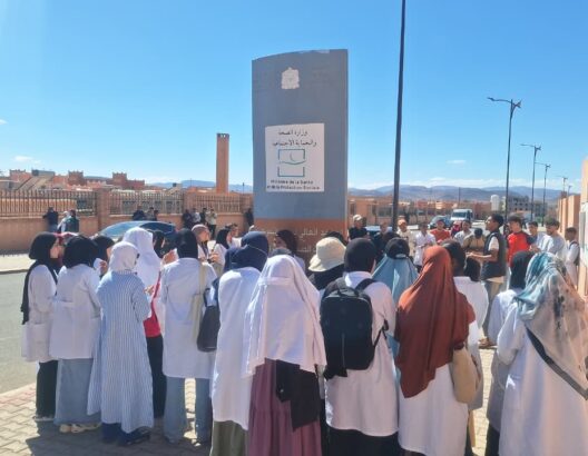 ورزازات.. احتجاجات طلبة وخريجي التمريض للمطالبة بالتعويض عن التداريب والتوظيف (فيديو)