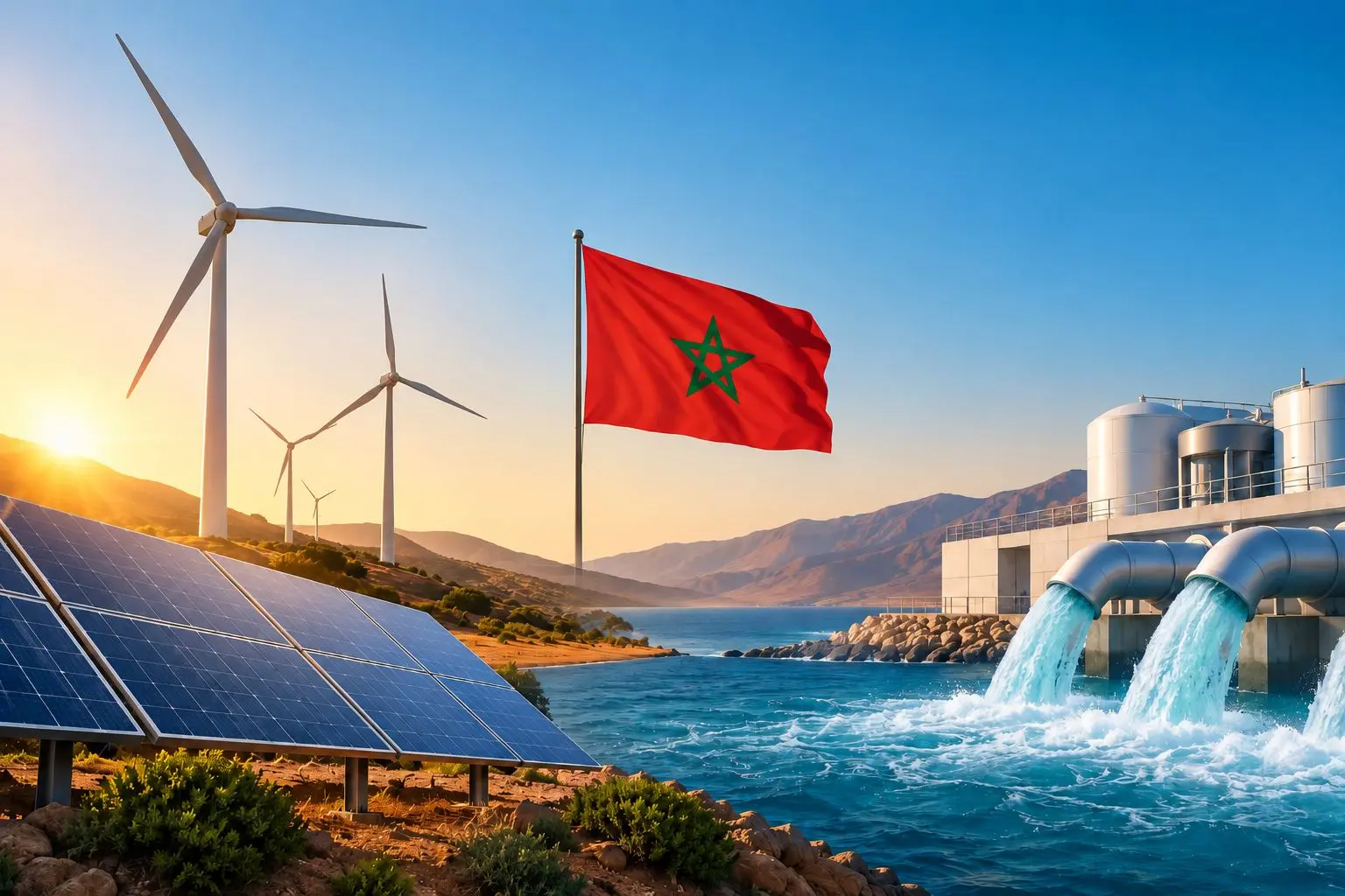 تأمين المياه والطاقة.. المغرب يستهدف 52% من الكهرباء النظيفة و1.8 مليار متر مكعب من المياه المحلاة
