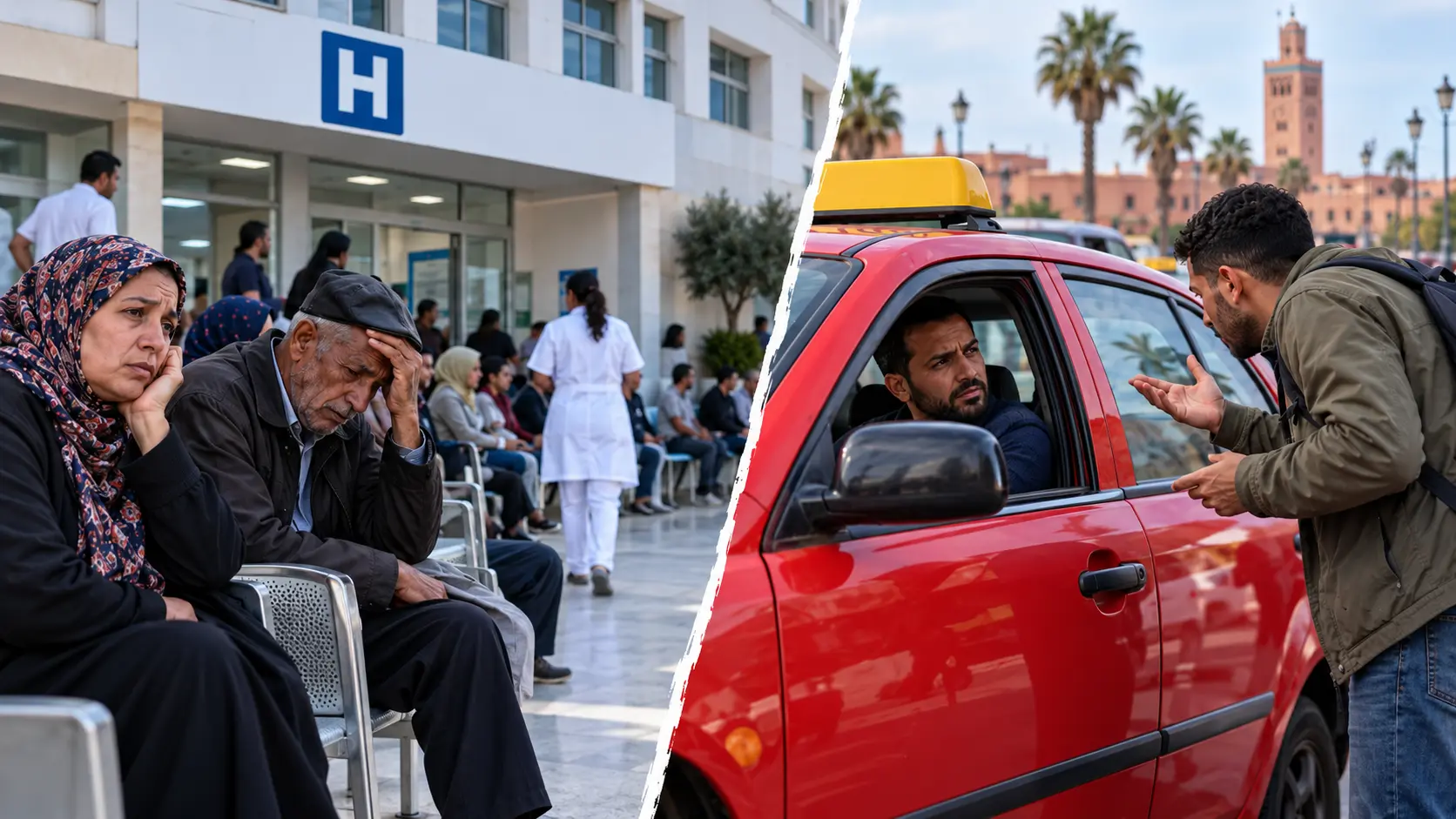 استطلاع: 87% من المغاربة غير راضين عن الصحة العمومية و76% عن خدمات سيارات الأجرة